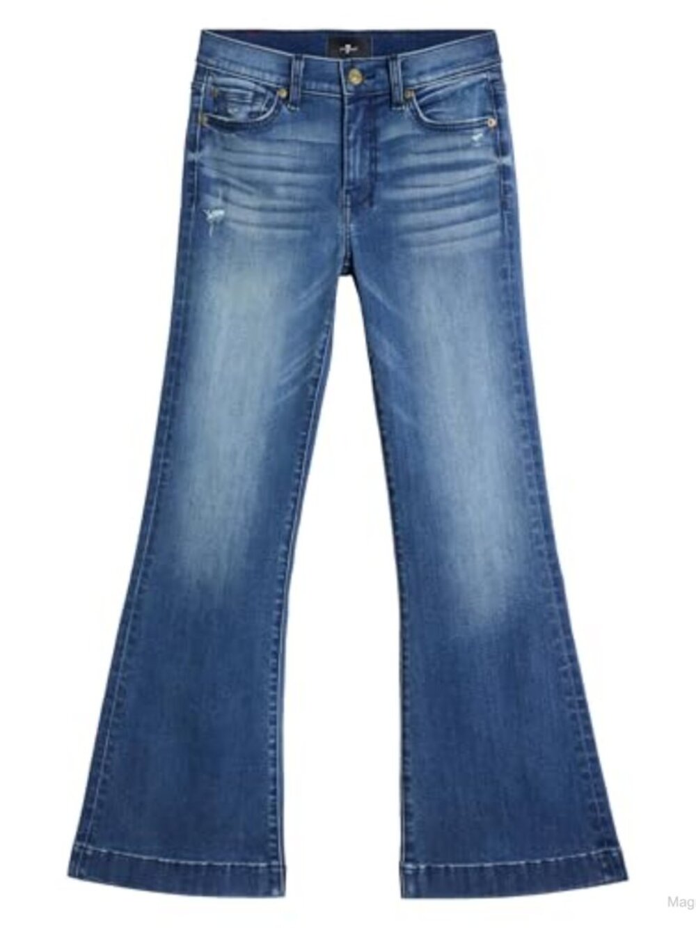 Mid Rise Flare Jeans Trouser Hem Stretch Cotton Blend - Picture 5 of 5